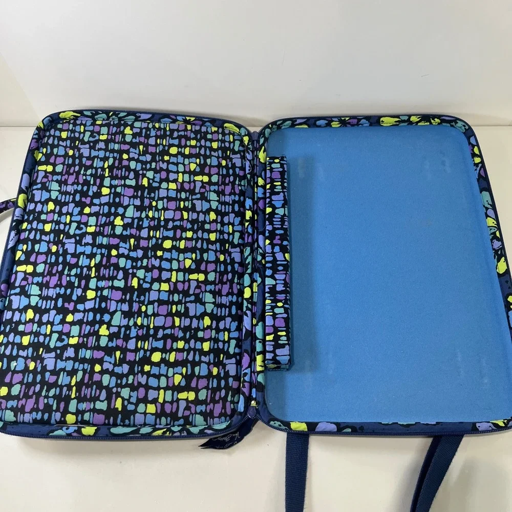 Vera Bradley Indigo Pop hard shell‎ laptop messenger bag Quilted Work Travel